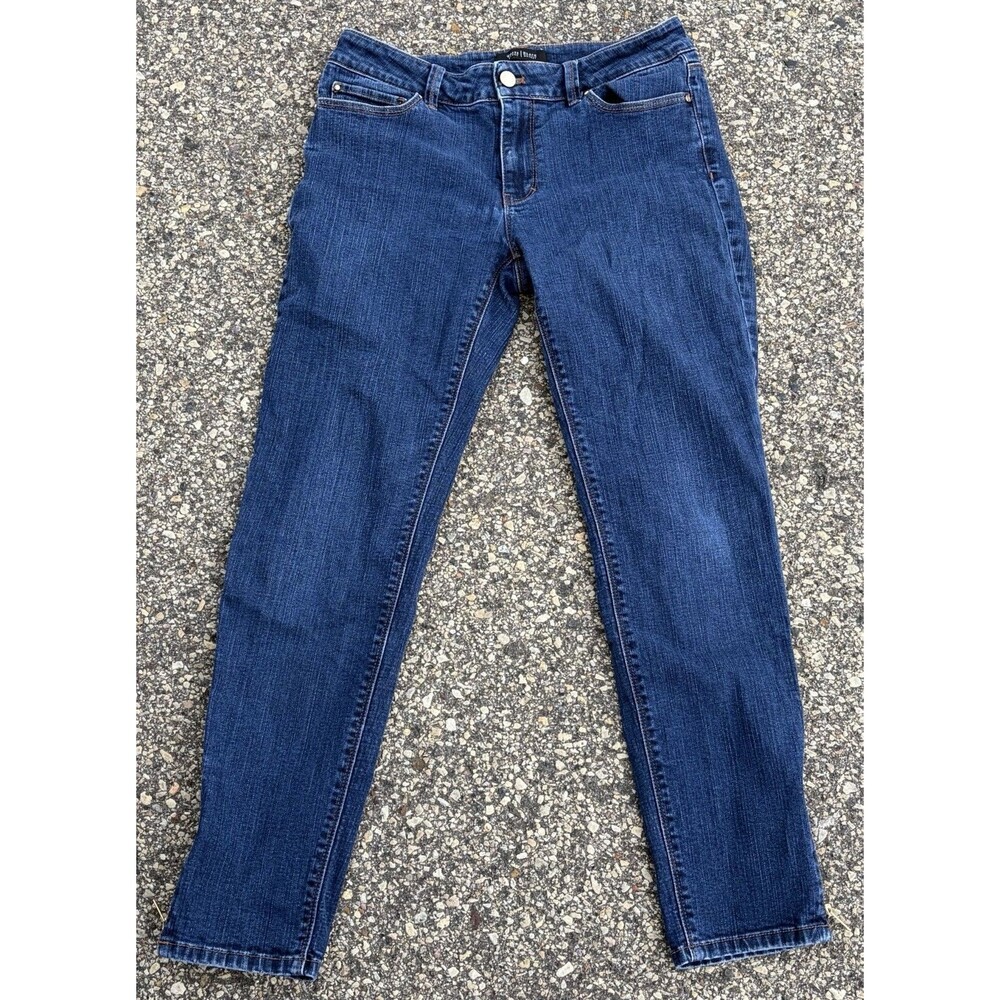 White House Black Market The Skimmer Jeans Dark Wash Ankle Zip Women's Size 6